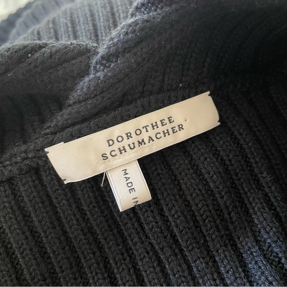 Dorothee Schumacher Virgin Wool Blend Black Chunky Ribbed Long Sweater Size 3/L - Picture 5 of 8